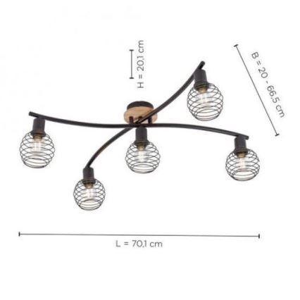 Leuchten Direkt 15925-79 - Lampadario a plafone EUGEN 5xE14/40W/230V quercia