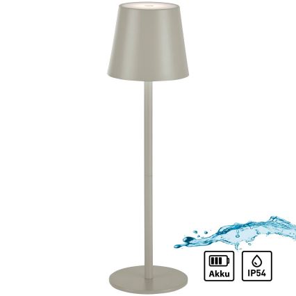 Leuchten Direkt 19250-40 - LED Lampada da tavolo ricaricabile dimmerabile per esterni EURIA LED/3W/5V 2600 mAh IP54 grigio