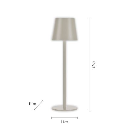 Leuchten Direkt 19250-40 - LED Lampada da tavolo ricaricabile dimmerabile per esterni EURIA LED/3W/5V 2600 mAh IP54 grigio