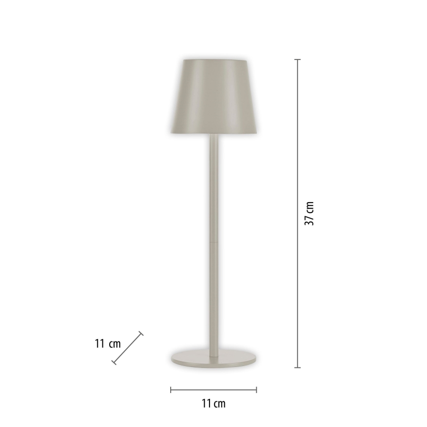 Leuchten Direkt 19250-40 - LED Lampada da tavolo ricaricabile dimmerabile per esterni EURIA LED/3W/5V 2600 mAh IP54 grigio
