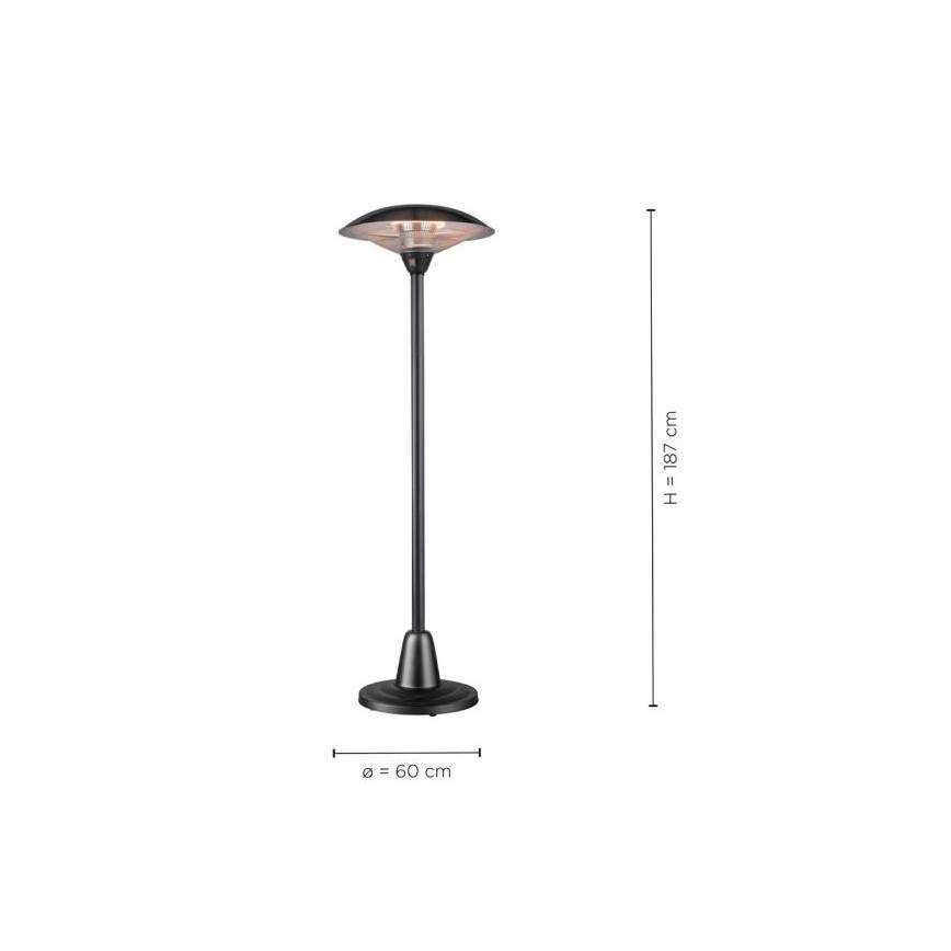 Leuchten Direkt 99501-18 - Elemento riscaldante per esterni GLOW 1500-3000W/230V 1,87 m IP34 nero