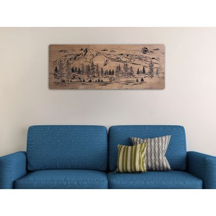 Li-Go 23521/OVL/DUB3 - Decorazione da parete dimmerabile a LED LED/10W/5V 30000 mAh 130x50 cm rovere/Baita in montagna