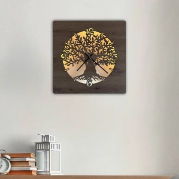 Li-Go 23537/DUB2 - Orologio LED dimmerabile LED/10W/5V 20000 mAh 42x42 cm in rovere/ulivo circolare + telecomando