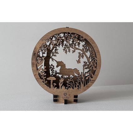 Li-Go 23568/DUB2 - Lampada decorativa da tavolo dimmerabile a LED/12W/230V 20x22 cm rovere/unicorno