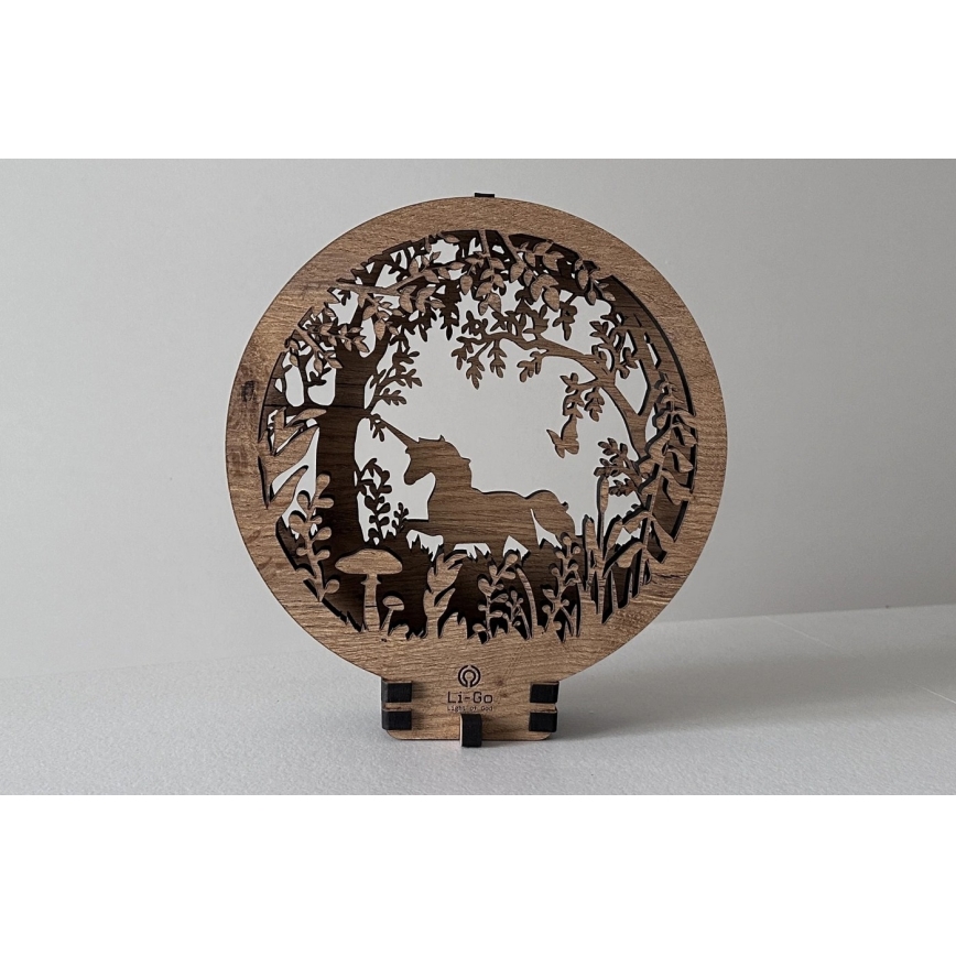Li-Go 23568/DUB2 - Lampada decorativa da tavolo dimmerabile a LED/12W/230V 20x22 cm rovere/unicorno
