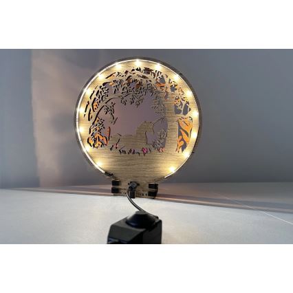 Li-Go 23568/DUB2 - Lampada decorativa da tavolo dimmerabile a LED/12W/230V 20x22 cm rovere/unicorno