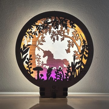 Li-Go 23568/DUB2 - Lampada decorativa da tavolo dimmerabile a LED/12W/230V 20x22 cm rovere/unicorno