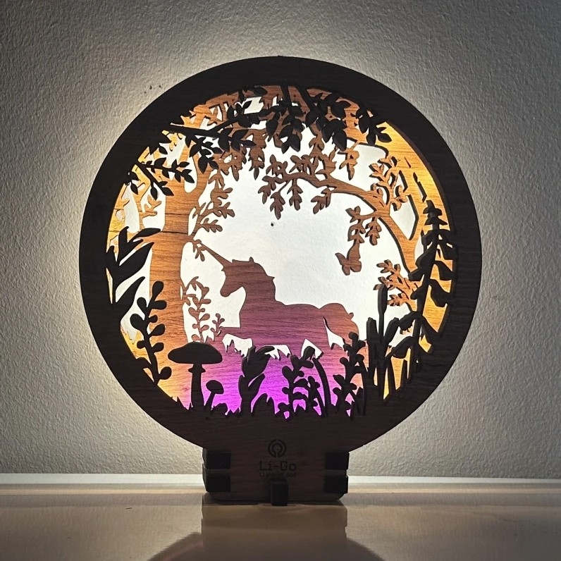 Li-Go 23568/DUB2 - Lampada decorativa da tavolo dimmerabile a LED/12W/230V 20x22 cm rovere/unicorno