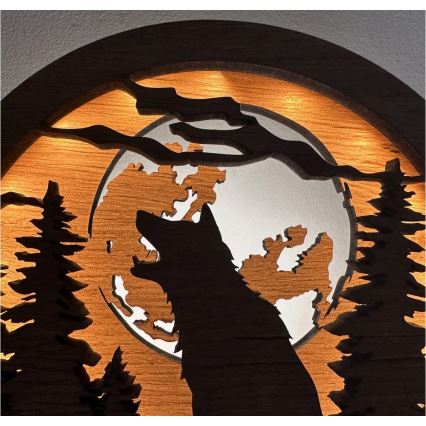 Li-Go 23574/DUB2 - Decorazione da tavolo LED dimmerabile LED/12W/230V 20x22 cm rovere/Lupo e luna