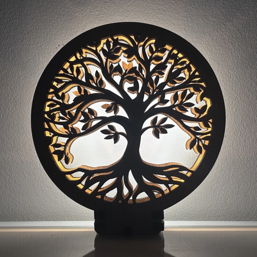 Li-Go 23577/DUB2 - Decorazione da tavolo dimmerabile a LED LED/12W/230V 20x22 cm rovere/Albero della vita