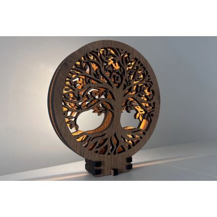 Li-Go 23577/DUB2 - Lampada decorativa da tavolo dimmerabile LED/12W/230V 20x22 cm rovere/Albero della vita