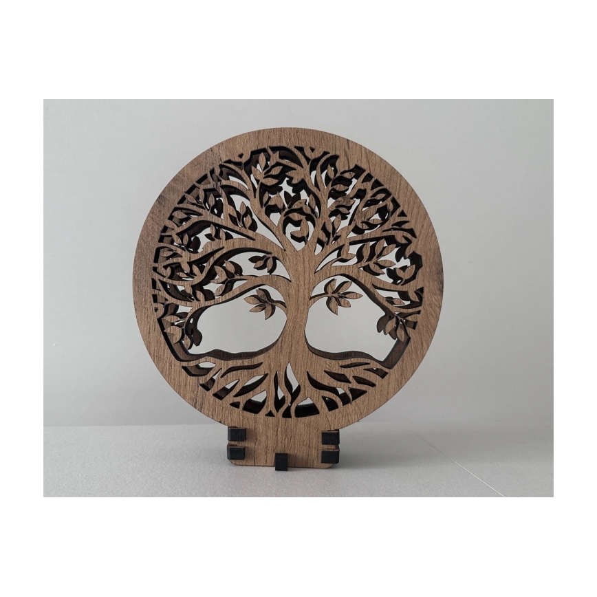 Li-Go 23577/DUB2 - Lampada decorativa da tavolo dimmerabile LED/12W/230V 20x22 cm rovere/Albero della vita