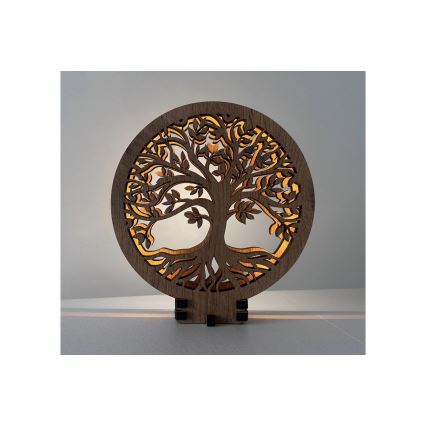 Li-Go 23577/DUB2 - Decorazione da tavolo dimmerabile a LED LED/12W/230V 20x22 cm rovere/Albero della vita