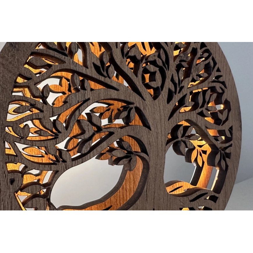 Li-Go 23577/DUB2 - Decorazione da tavolo dimmerabile a LED LED/12W/230V 20x22 cm rovere/Albero della vita