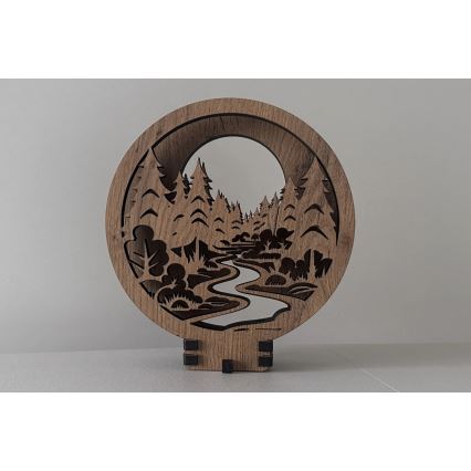 Li-Go 23580/DUB2 - Lampada decorativa da tavolo dimmerabile a LED, 12W/230V, 20x22 cm, rovere, motivo Nel bosco