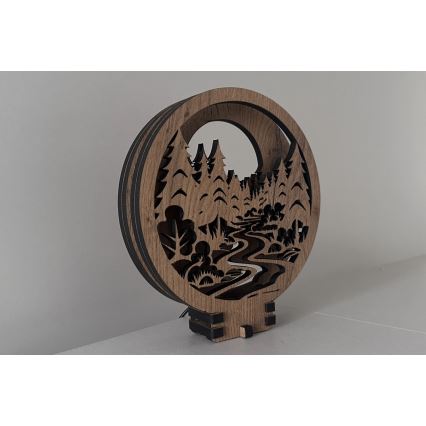 Li-Go 23580/DUB2 - Lampada decorativa da tavolo dimmerabile a LED, 12W/230V, 20x22 cm, rovere, motivo Nel bosco