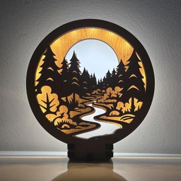 Li-Go 23580/DUB2 - Lampada decorativa da tavolo dimmerabile a LED, 12W/230V, 20x22 cm, rovere, motivo Nel bosco