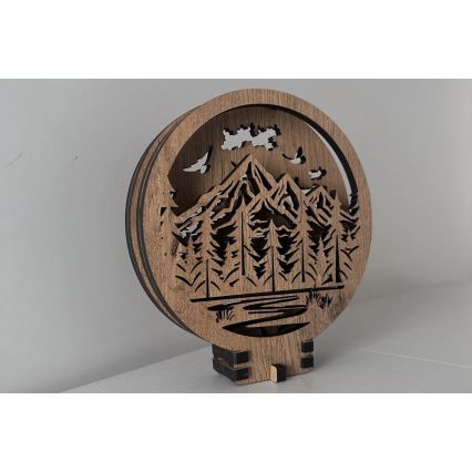 Li-Go 23583/DUB2 - Lampada decorativa da tavolo dimmerabile a LED/12W/230V 20x22 cm rovere/Montagne e bosco