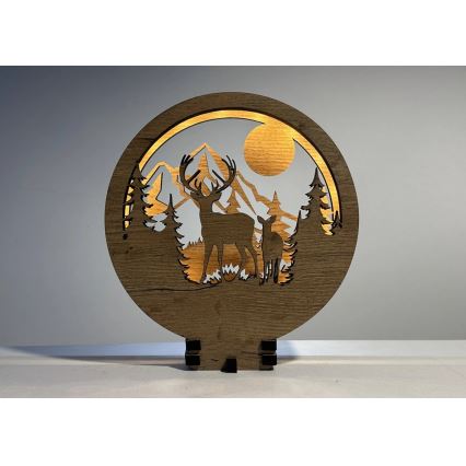 Li-Go 23592/DUB2 - Lampada decorativa da tavolo dimmerabile a LED LED/12W/230V 20x22 cm quercia/cervo e cerva