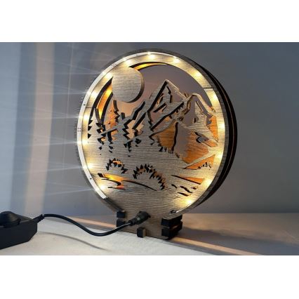 Li-Go 23592/DUB2 - Lampada decorativa da tavolo dimmerabile a LED LED/12W/230V 20x22 cm quercia/cervo e cerva