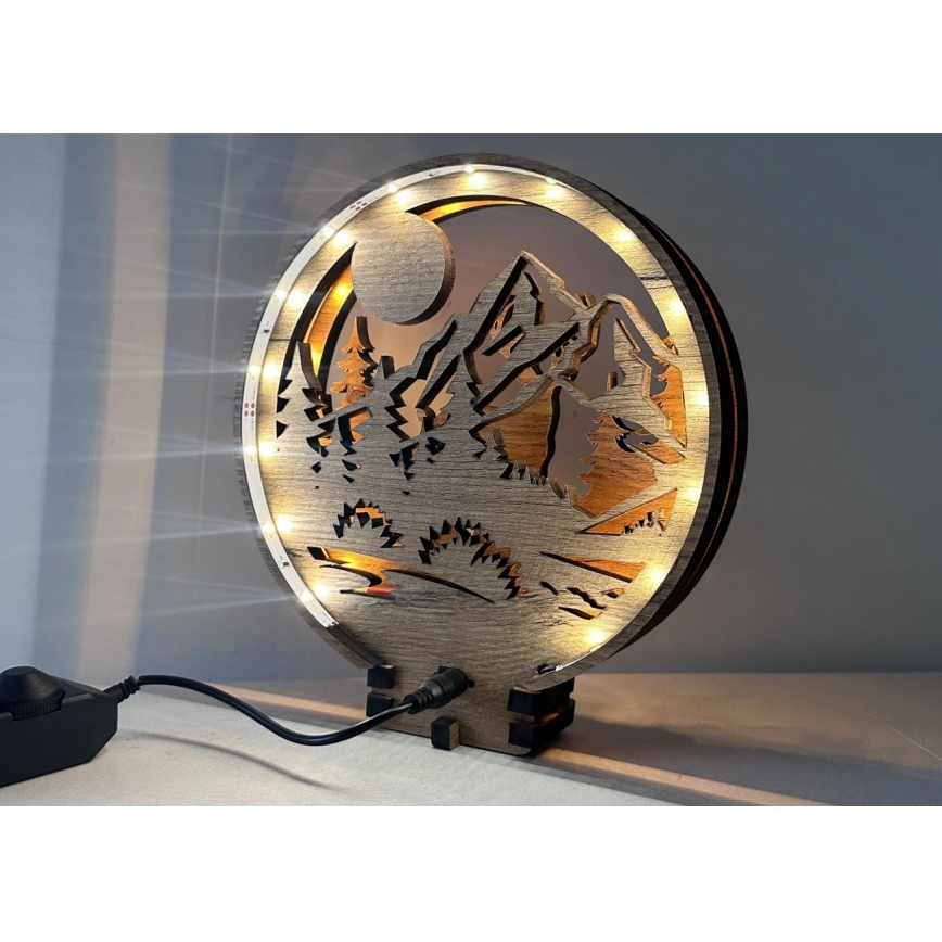 Li-Go 23592/DUB2 - Lampada decorativa da tavolo dimmerabile a LED LED/12W/230V 20x22 cm quercia/cervo e cerva