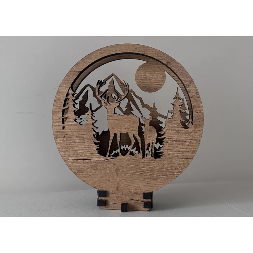 Li-Go 23592/DUB2 - Lampada decorativa da tavolo dimmerabile a LED/12W/230V 20x22 cm rovere/Cervo e cerva