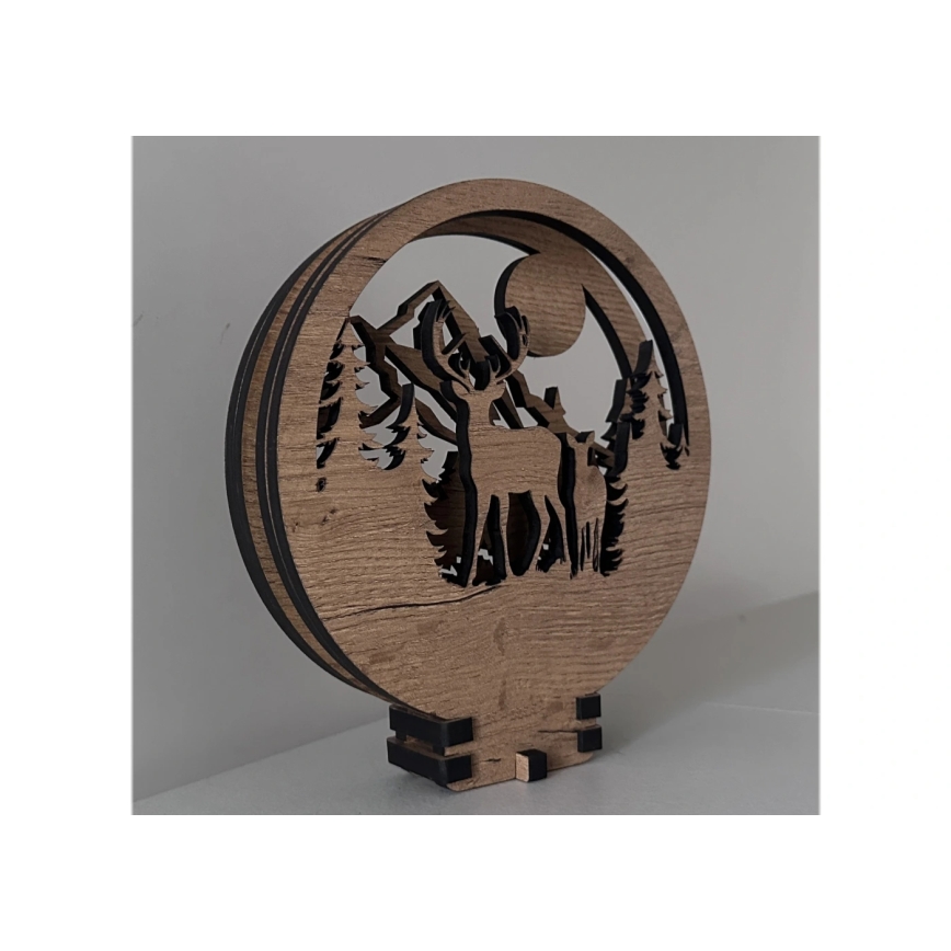 Li-Go 23592/DUB2 - Lampada decorativa da tavolo dimmerabile a LED/12W/230V 20x22 cm rovere/Cervo e cerva