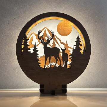 Li-Go 23592/DUB2 - Lampada decorativa da tavolo dimmerabile a LED LED/12W/230V 20x22 cm quercia/cervo e cerva