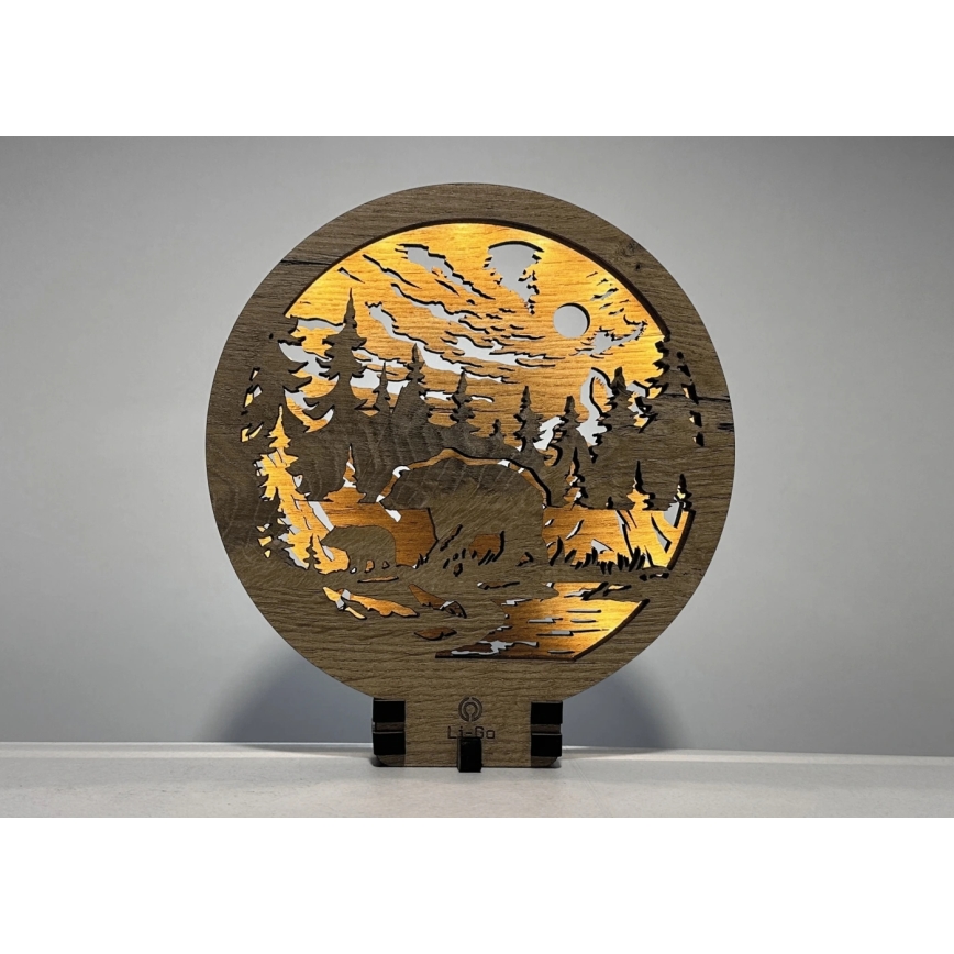 Li-Go 23595/DUB2 - Lampada decorativa da tavolo dimmerabile a LED/12W/230V 20x22 cm rovere/Orsi