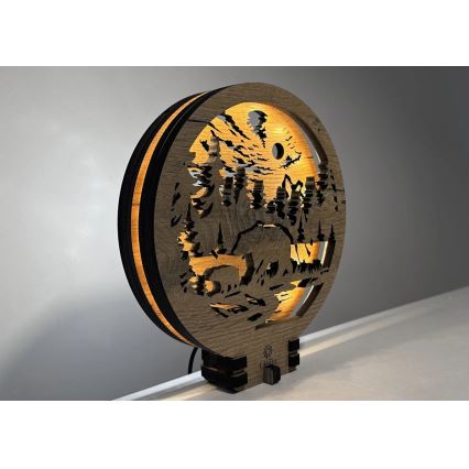 Li-Go 23595/DUB2 - Lampada decorativa da tavolo dimmerabile a LED/12W/230V 20x22 cm rovere/Orsi