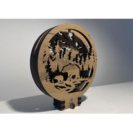 Li-Go 23595/DUB2 - Lampada decorativa da tavolo dimmerabile a LED/12W/230V 20x22 cm rovere/Orsi