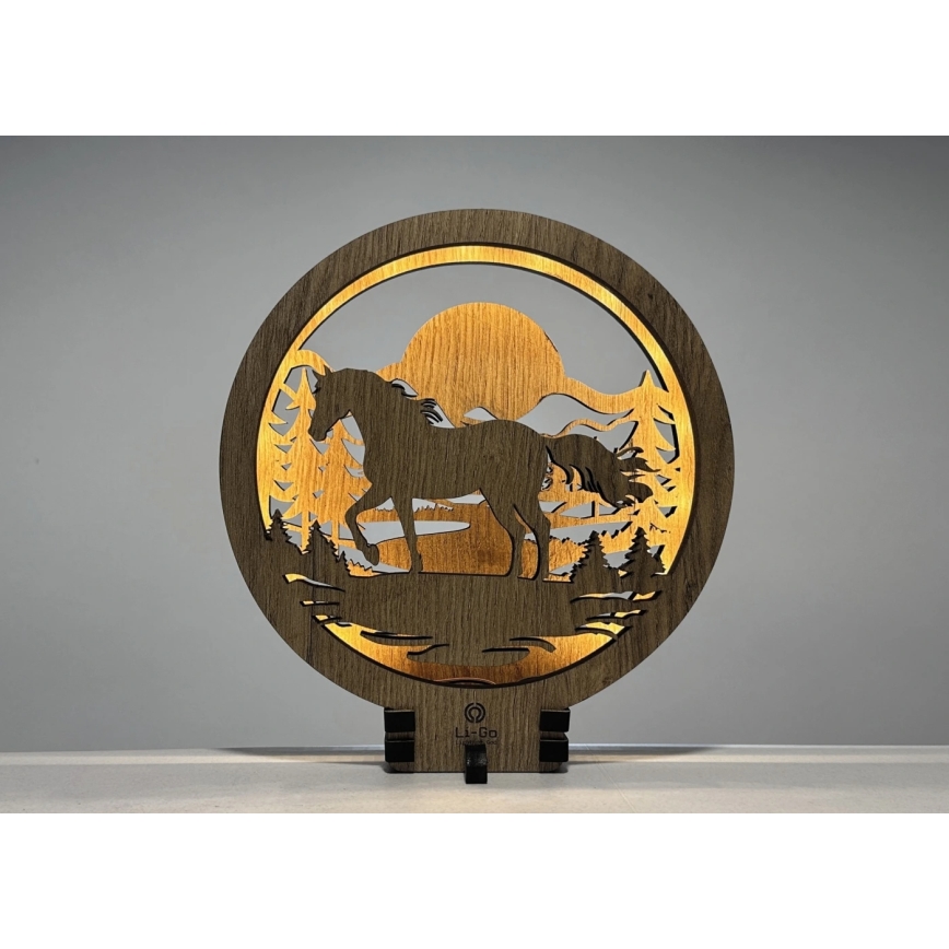 Li-Go 23598/DUB2 - Lampada da tavolo decorativa dimmerabile a LED LED/12W/230V 20x22 cm rovere/cavallo