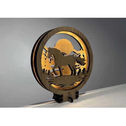 Li-Go 23598/DUB2 - Lampada da tavolo decorativa dimmerabile a LED LED/12W/230V 20x22 cm rovere/cavallo