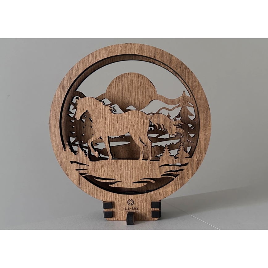 Li-Go 23598/DUB2 - Lampada da tavolo decorativa dimmerabile a LED LED/12W/230V 20x22 cm rovere/cavallo