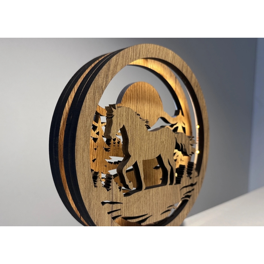 Li-Go 23598/DUB2 - Lampada da tavolo decorativa dimmerabile a LED LED/12W/230V 20x22 cm rovere/cavallo