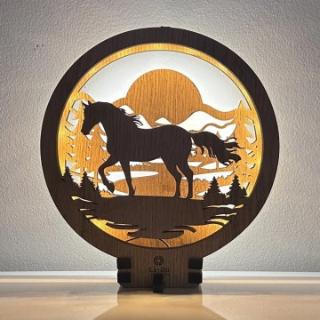 Li-Go 23598/DUB2 - Lampada da tavolo decorativa dimmerabile a LED LED/12W/230V 20x22 cm rovere/cavallo