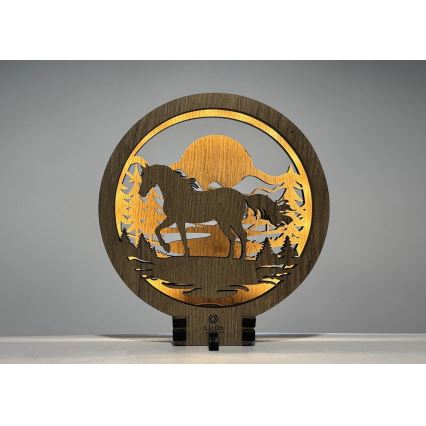 Li-Go 23598/DUB2 - Decorazione da tavolo dimmerabile a LED/12W/230V 20x22 cm rovere/cavallo