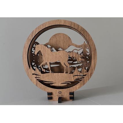 Li-Go 23598/DUB2 - Decorazione da tavolo dimmerabile a LED/12W/230V 20x22 cm rovere/cavallo