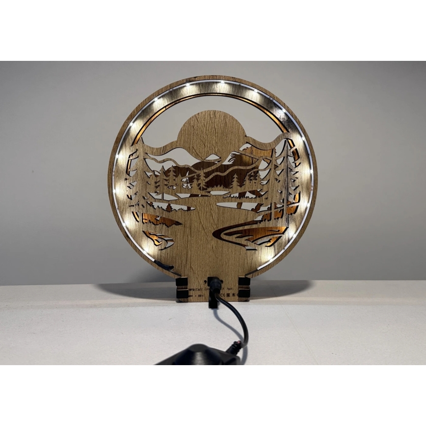 Li-Go 23598/DUB2 - Decorazione da tavolo dimmerabile a LED/12W/230V 20x22 cm rovere/cavallo