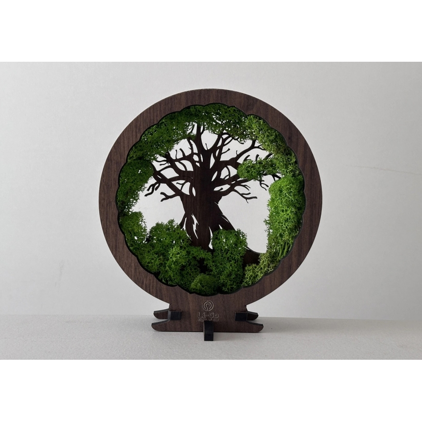 Li-Go 23604/DUB2 - Lampada da tavolo decorativa dimmerabile a LED/12W/230V 20x22 cm rovere/muschio e albero