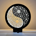 Li-Go 23607/O - Lampada da tavolo decorativa dimmerabile a LED/12W/230V 20x22 cm noce/Yin Yang