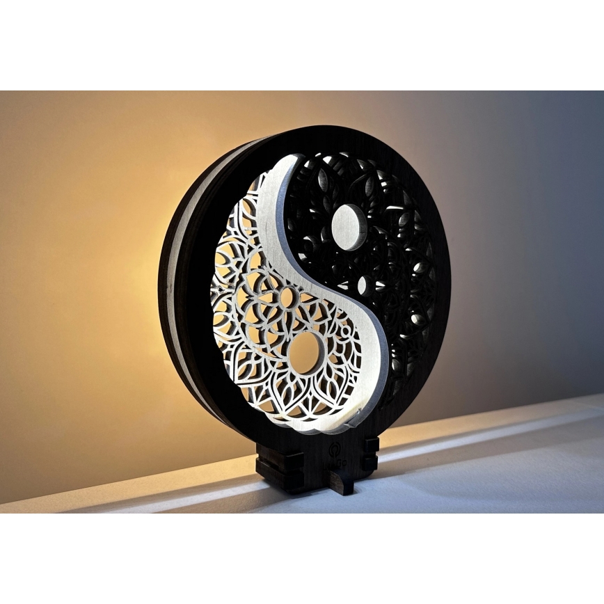 Li-Go 23607/O - Decorazione da tavolo LED dimmerabile LED/12W/230V 20x22 cm noce/Yin Yang