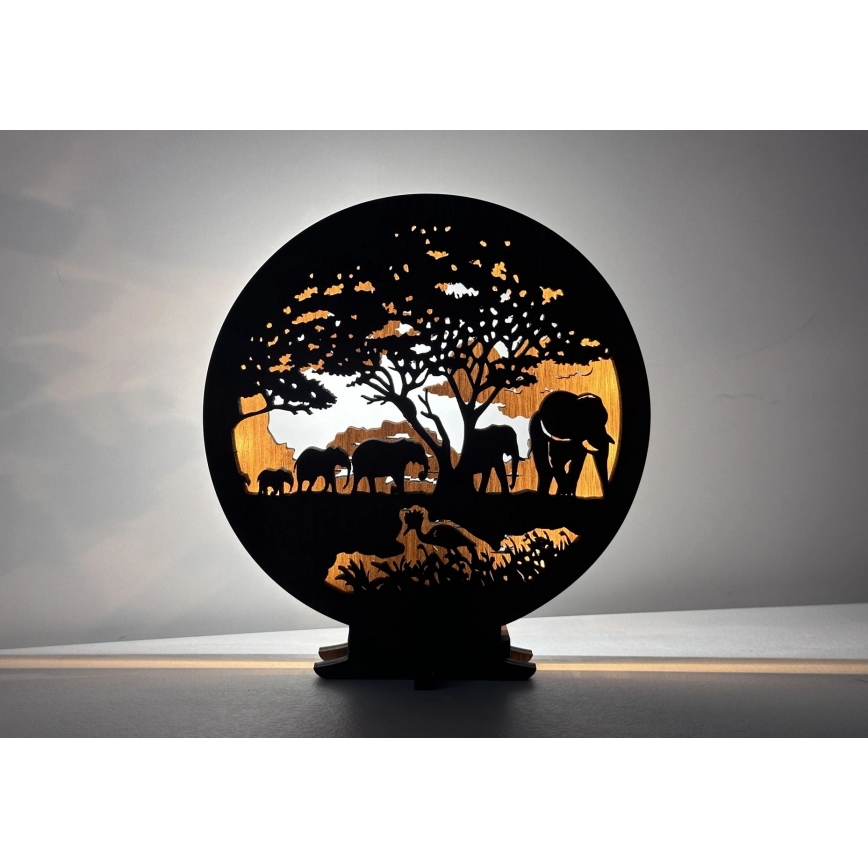 Li-Go 23610/DUB2 - Lampada decorativa da tavolo LED dimmerabile LED/12W/230V 20x22 cm rovere/elefanti