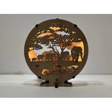 Li-Go 23610/DUB2 - Lampada decorativa da tavolo LED dimmerabile LED/12W/230V 20x22 cm rovere/elefanti