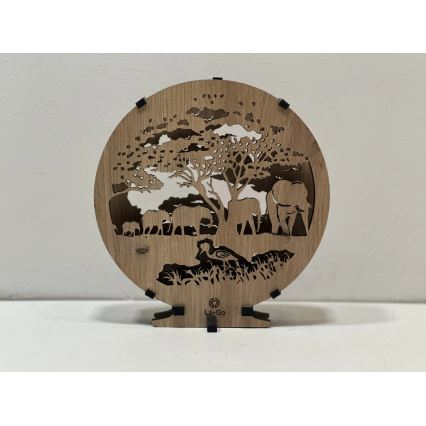 Li-Go 23610/DUB2 - Lampada decorativa da tavolo LED dimmerabile LED/12W/230V 20x22 cm rovere/elefanti