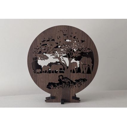 Li-Go 23610/DUB2 - Lampada decorativa da tavolo LED dimmerabile LED/12W/230V 20x22 cm rovere/elefanti