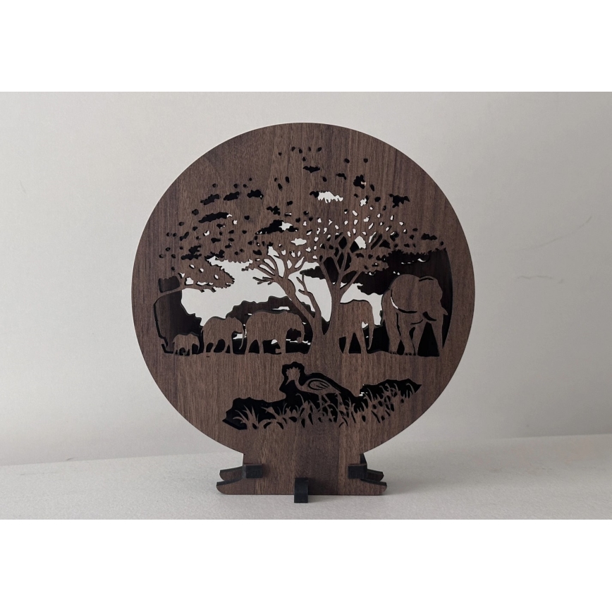 Li-Go 23610/DUB2 - Lampada decorativa da tavolo LED dimmerabile LED/12W/230V 20x22 cm rovere/elefanti