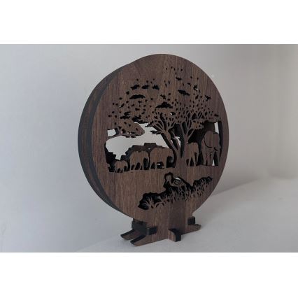 Li-Go 23610/DUB2 - Lampada decorativa da tavolo LED dimmerabile LED/12W/230V 20x22 cm rovere/elefanti