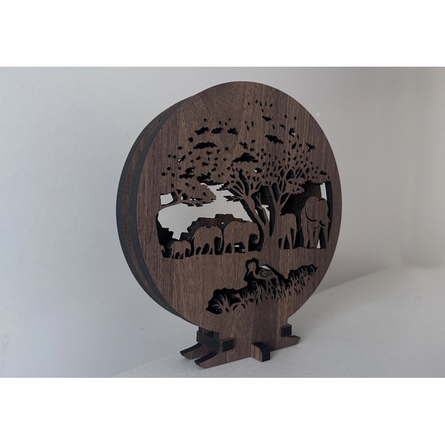 Li-Go 23610/DUB2 - Lampada decorativa da tavolo LED dimmerabile LED/12W/230V 20x22 cm rovere/elefanti