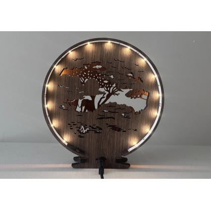 Li-Go 23610/DUB2 - Lampada decorativa da tavolo LED dimmerabile LED/12W/230V 20x22 cm rovere/elefanti